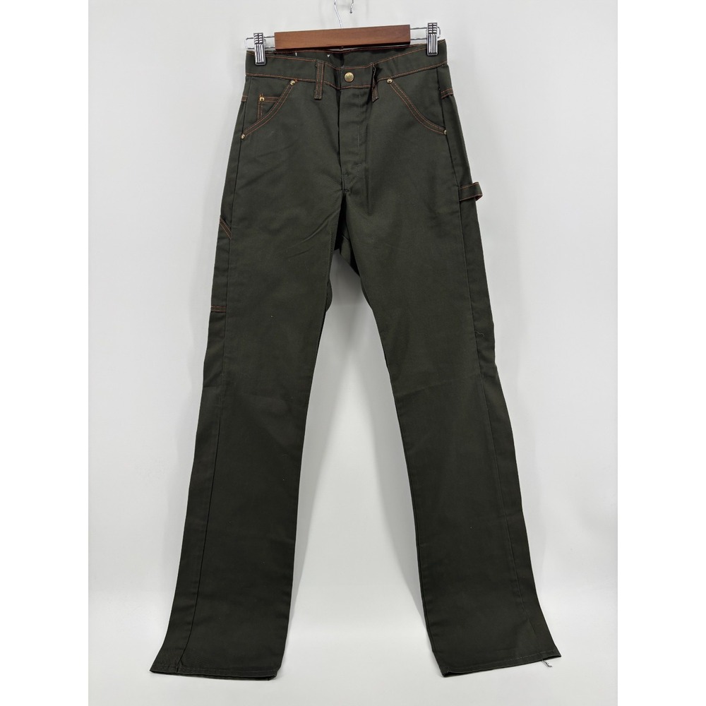 Ely Cattleman Carpenter Pants Mens 27x34 Dark Olive Twill Orange Stitching